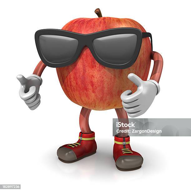 Cool Apple Zeichen Stockfoto und mehr Bilder von Apfel - Apfel, Apfelsorte Gala, Charakterkopf