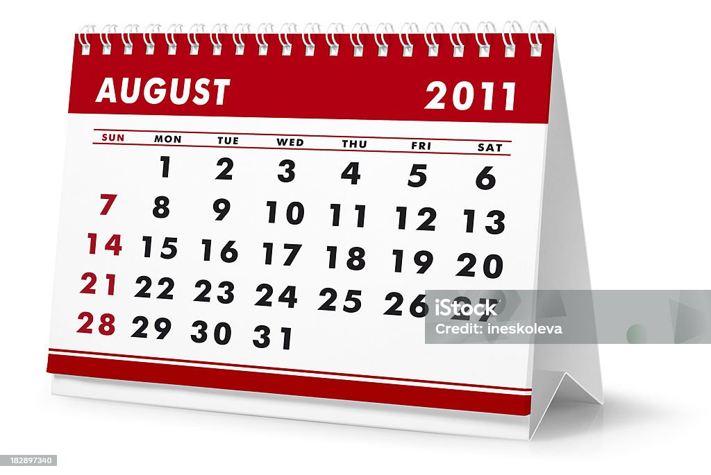 Anno, mese di agosto 2011 calendario desktop - Foto stock royalty-free di Agosto