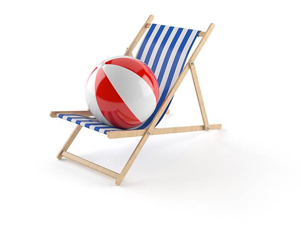 liegestuhl - beach ball toy inflatable red stock-fotos und bilder