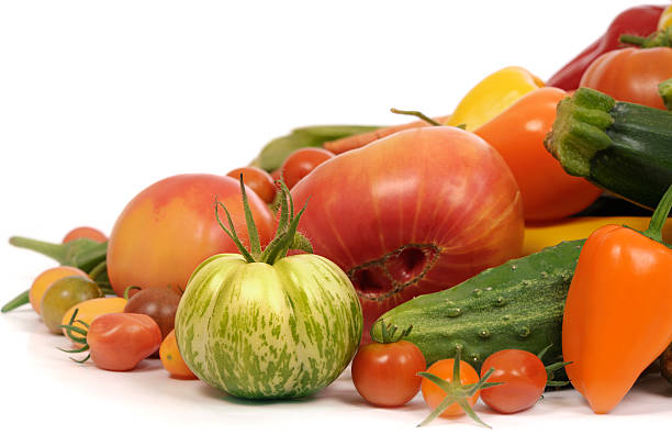 ホームの野菜 - heirloom tomato zebra tomato tomato organic ストックフォトと画像
