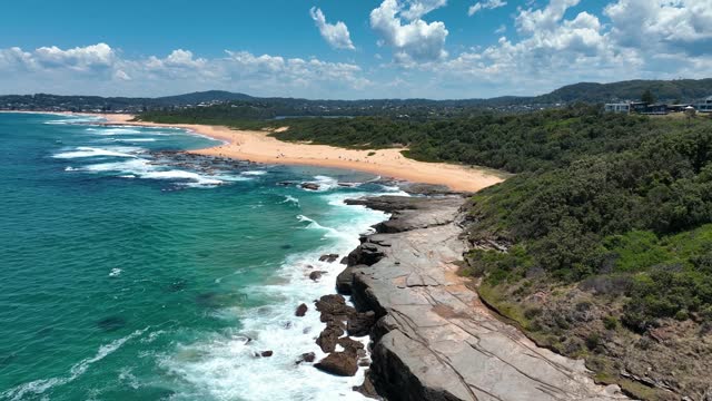Terrigal's Aerial Tapestry: Overlooking Spoon Bay and Wamberal Beach, a Celebration of Central Coast's Natural Reserves, Australian Coastline