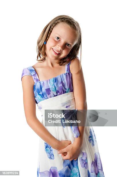 Shy Little Girl With Delightful Smile Stock Photo - Download Image Now - Cheerful, Child, Childhood