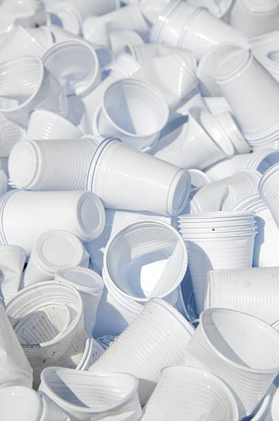 istock Pile of used white plastic disposable cups 182900039