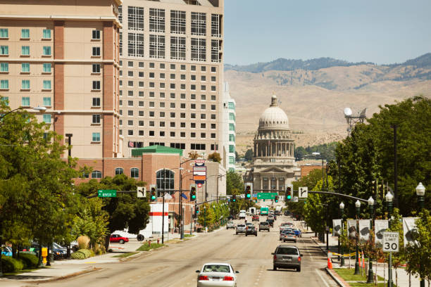 estação do centro da cidade de boise state capitol hz - idaho boise state idaho state capitol imagens e fotografias de stock