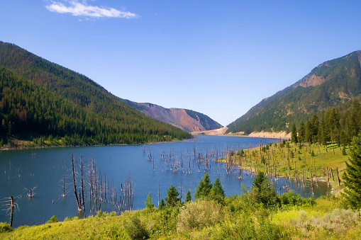 A lake in in southwestern Montana ( madison/ Galltin counties), created after a massive earthquake in 1959.