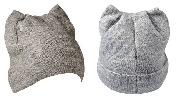 istock Women's hat . knitted hat isolated on white background.light gray 1829008460