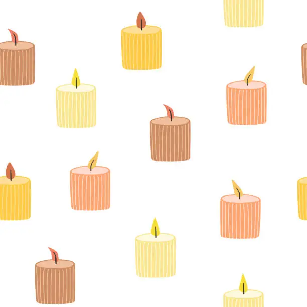 Vector illustration of Simple lighting candle seamless pattern