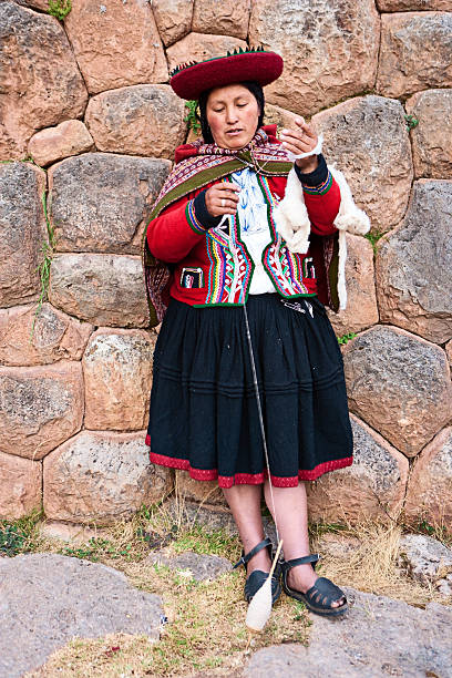 istock Peruvian woman spinning wool, The Sacred Valley, Chinchero 182901730