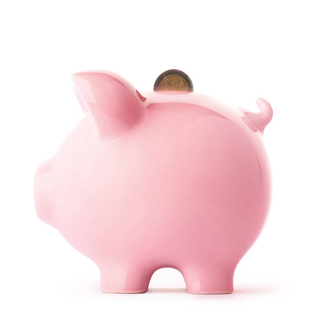 Piggy bank with coin - Euro stock photo