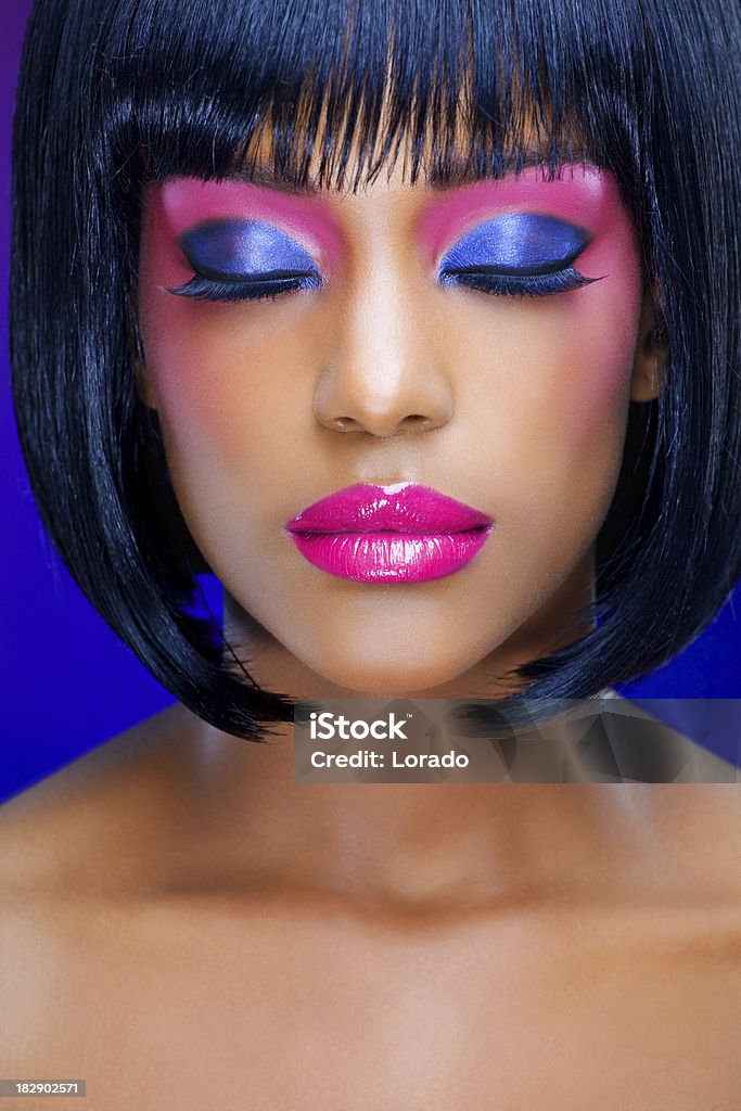 Plano aproximado de mulher com Maquiagem colorida - Royalty-free Cílio Foto de stock
