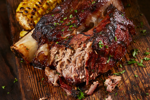 Fall off the Bone BBQ Beef Ribs with Grilled Corn on the Cob