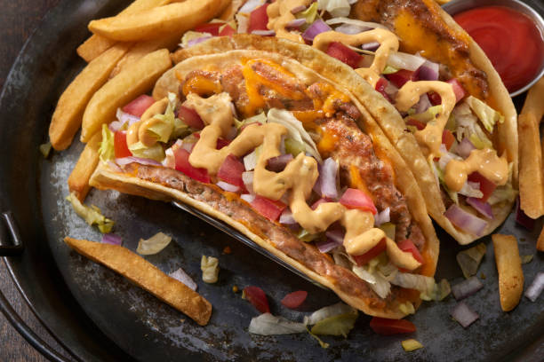 istock The Viral Smash Ground Chicken Cheese Burger Taco 1829030120