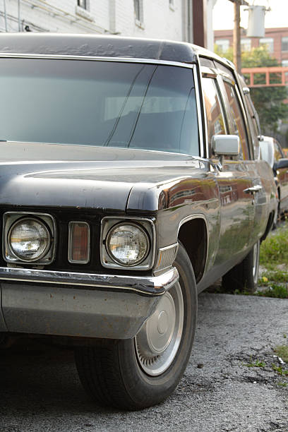 istock Closeup Front View of a Black 1972 Cadillac Hearse 182903848