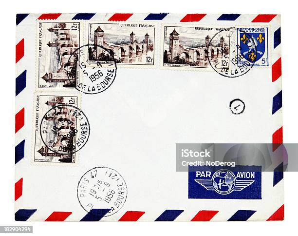 Poczta Lotnicza Koperty Z 1956 Paryżu Stempel Pocztowy Francuskim I Znaczki - zdjęcia stockowe i więcej obrazów Paryż