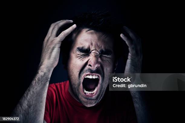 Dark Man Screaming Stock Photo - Download Image Now - Shouting, Screaming, Men