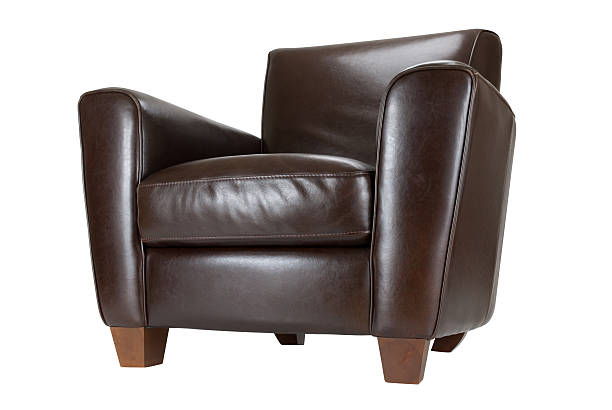 Detail of an old brown leather chair, Leather chair close-up. Leather texture material background vintage