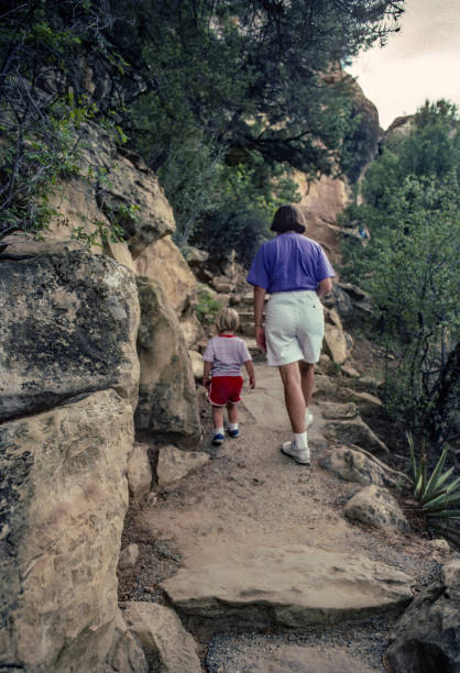 Mesa Verde NP - Cliff Palace - Mother & Son on Trail  - 1990. Scanned from Kodachrome 64 slide.