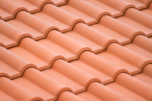 Roof tiles pattern closeup photography.