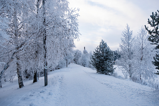 Karinemenpuisto Park, Lahti Finland in winter