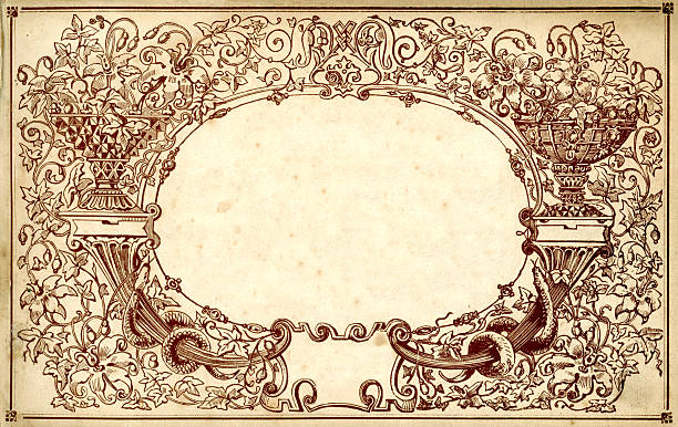 украшенный xix век граница - sepia toned frame paper backgrounds stock illustrations