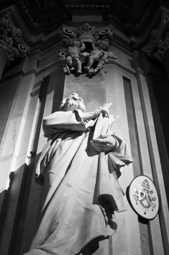 Statue decorating the facade of Catania Cathedral of Sant'Agata, dated to 1711, design by Gian Battista Vaccarini.