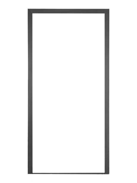 istock A dark wooden door frame is isolated on a white background. 1829080089