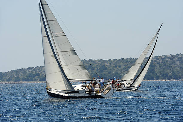 istock Two sailboats compeeting during regatta 182908149