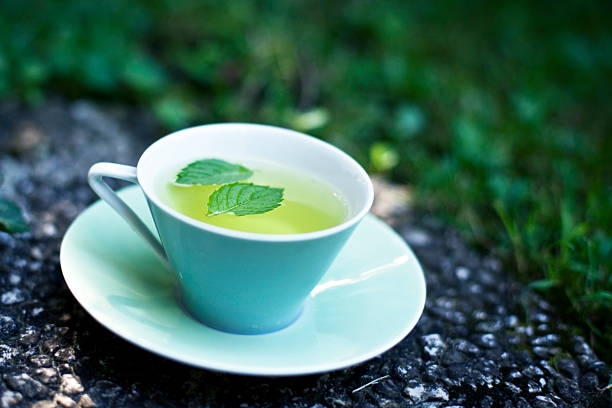 té de menta fresca - mint tea peppermint tea green tea fotografías e imágenes de stock