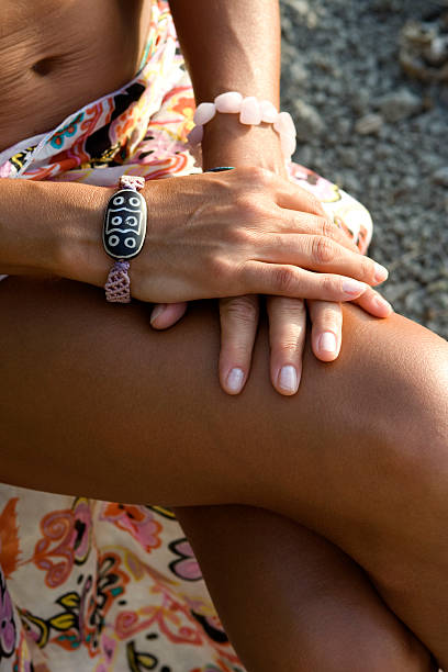 istock Woman's Crossed Hands on  Legs 182908761