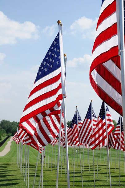 istock American Flags on Memorial Day  at a Cemetery 182909027