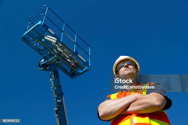 Lift Operator Stock Photo - Download Image Now - Scissor Lift, Mobile Crane, Construction Site