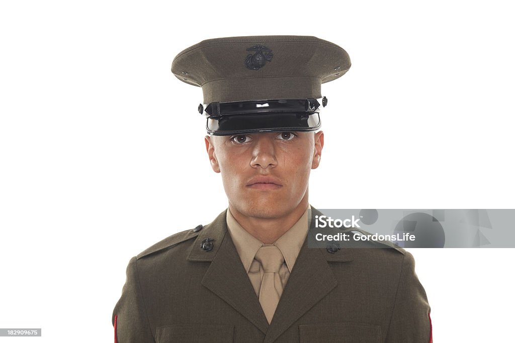 U.S. Marine in Service Uniform Headshot of a a United States Marine in proper service attire. Adult Stock Photo