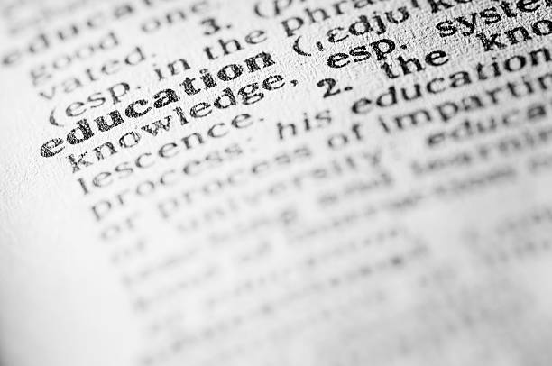 istock Dictionary definition of education in black type 182909744