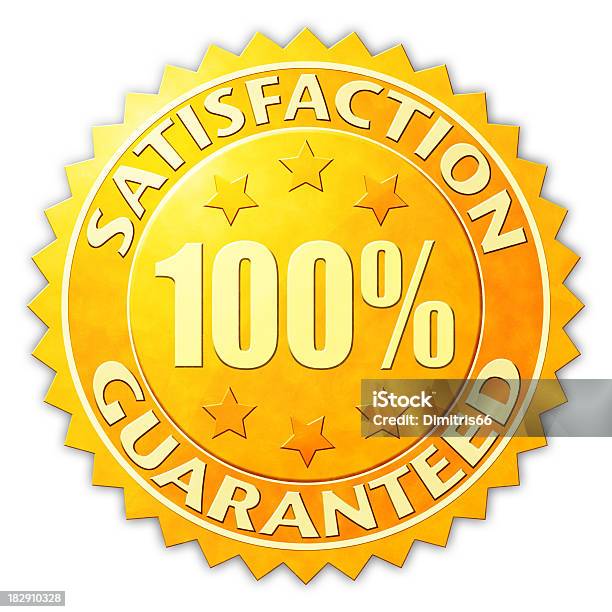 Satisfaction Guaranteed Badge Stock Photo - Download Image Now - Gold - Metal, Gold Colored, Badge