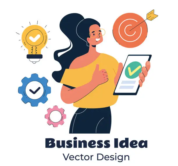 Vector illustration of Online business work idea training concept. Vector flat graphic design illustration