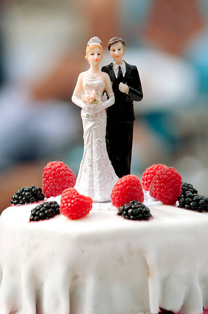 istock Wedding cake figurine shows married couple 182910452