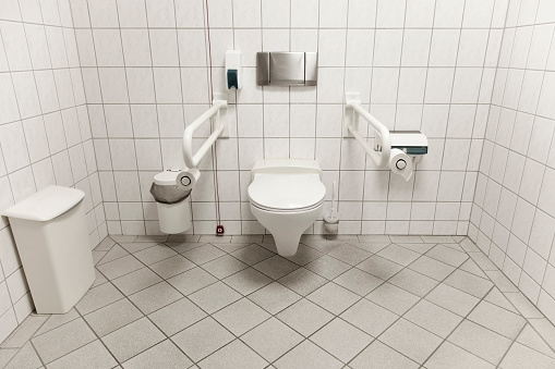 A toilet with aids for people with disabilities