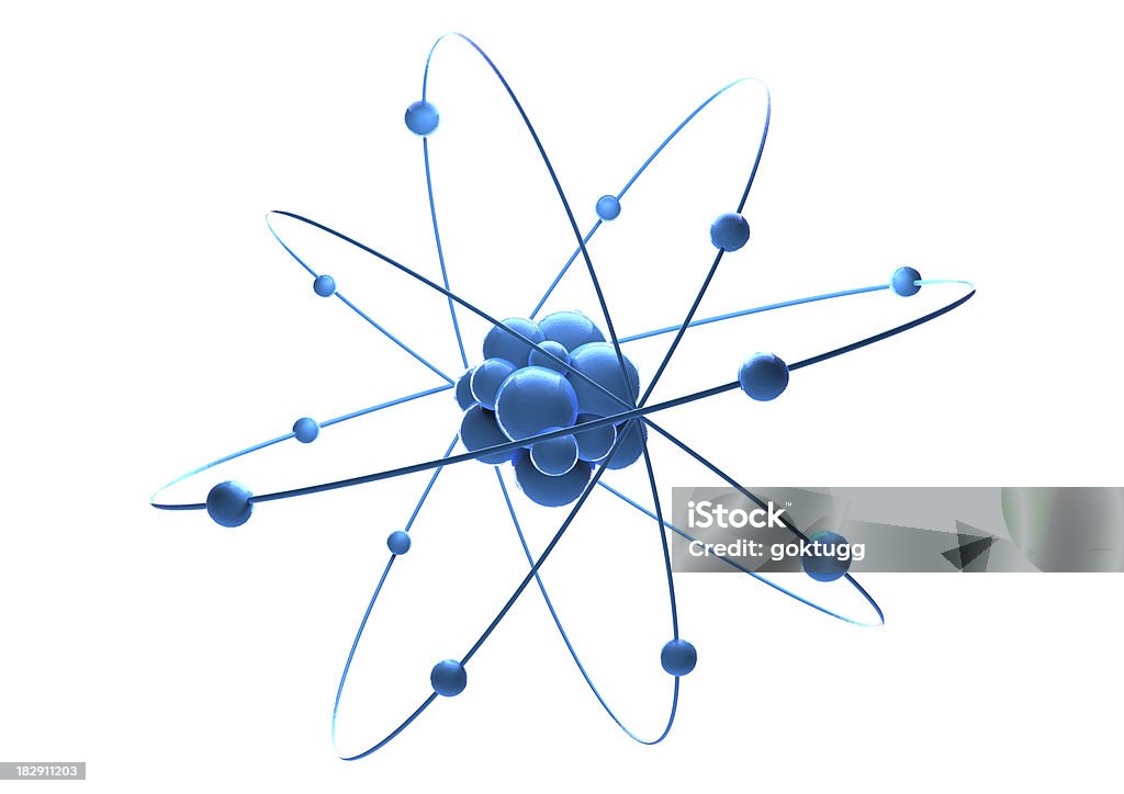 Atom "3D render of atom. (Proton,Neutron and Electron)Please see some similar 3D render from my portfolio:" White Background Stock Photo