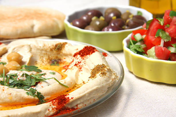 Israelí DESAYUNO-Arab Hummus de Jaffa - foto de stock