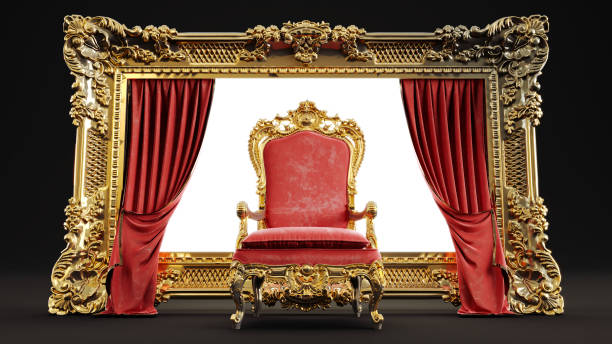 istock red armchair with golden retro gold frame on dark background 1829115851