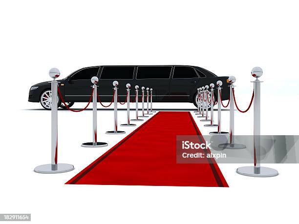 Limousine E Red Carpet - Fotografie stock e altre immagini di Limousine - Automobile di lusso - Limousine - Automobile di lusso, Sfondo bianco, Fare lo stretching