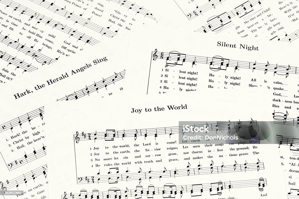 Christmas Sheet Music Joy To The World! Hark The Herald Angels Sing! Silent Night! Christmas carol piano sheet music.Please also see: Christmas Music Stock Photo