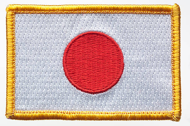 japão bandeira patch. - japanese flag flag japan textile imagens e fotografias de stock