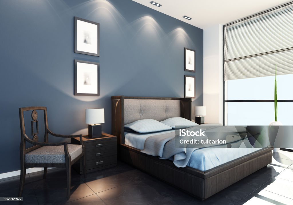 Moderna camera da letto - Foto stock royalty-free di Albergo