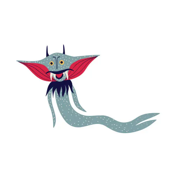 Vector illustration of Blue Dragon Monster. Cool illustration in children's cartoon style