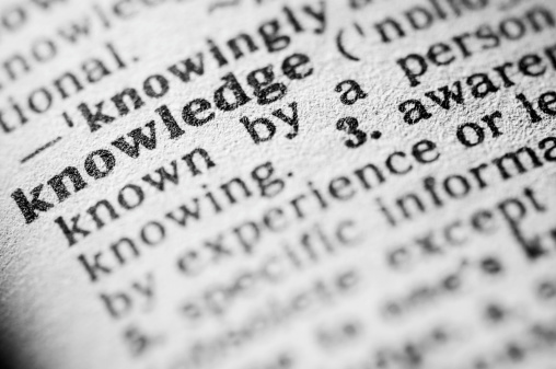 Dictionary definition of knowledge in black type