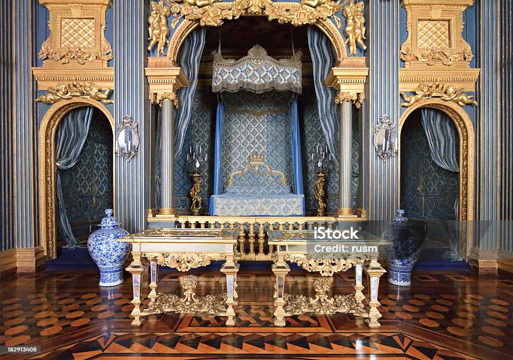 Luxury bedroom "Bedroom in Drottningholm Palace, Sweden" Castle Stock Photo