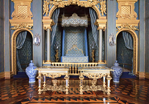 Luxury bedroom "Bedroom in Drottningholm Palace, Sweden" capital architectural feature stock pictures, royalty-free photos & images