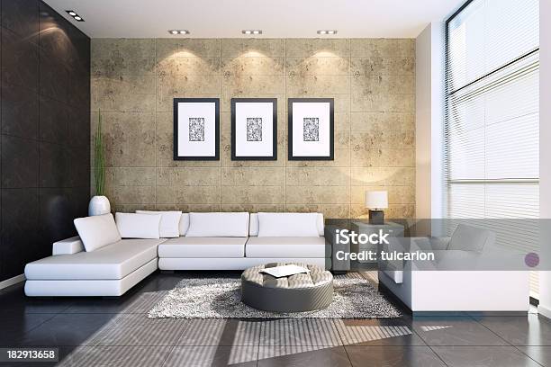 Moderne Wohnzimmer Steinmauern Stockfoto und mehr Bilder von Eingangshalle - Gebäudeteil - Eingangshalle - Gebäudeteil, Luxus, Barock