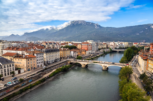 Grenoble, France - October 1, 2023: Grenoble is the capital of the French department of Isere and Dauphine in the Auvergne-Rhone-Alpes region